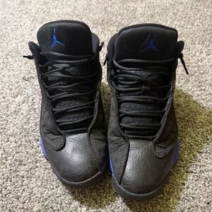 Blue and Black Jordan 13s